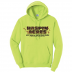Neon Yellow Hoodie with Mud Splat Haspin Acres Logo